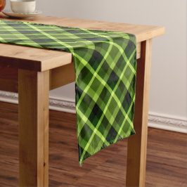 Camino De Mesa Largo Elegante Pea Green Plaid Pattern Large Table Runne