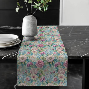 Camino De Mesa Largo Elegante Rococo Table Runner Ornate Floral Pattern