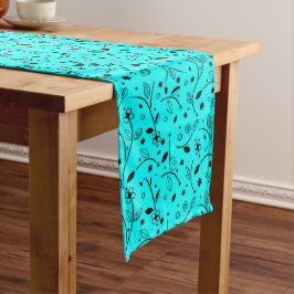 Camino De Mesa Largo Estampado floral decorativo azul pastel