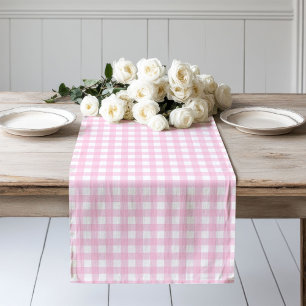 Camino De Mesa Largo Estilo de cabaña suave rosado de Gingham