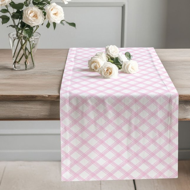 Camino De Mesa Largo Estilo estacional y diario de ejecución de la tabl (Pink Check Table Runner Seasonal and Daily Styling)