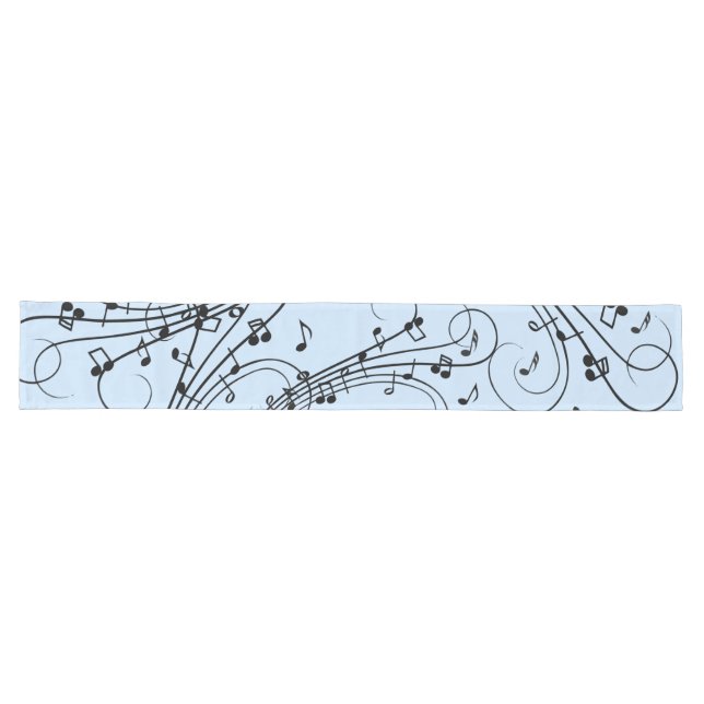 Camino De Mesa Largo Fancy Music Notes Blue (Horizontal)
