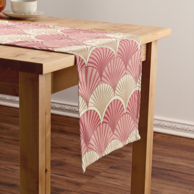 Camino De Mesa Largo Fans Pink Mid-Century (In Situ)
