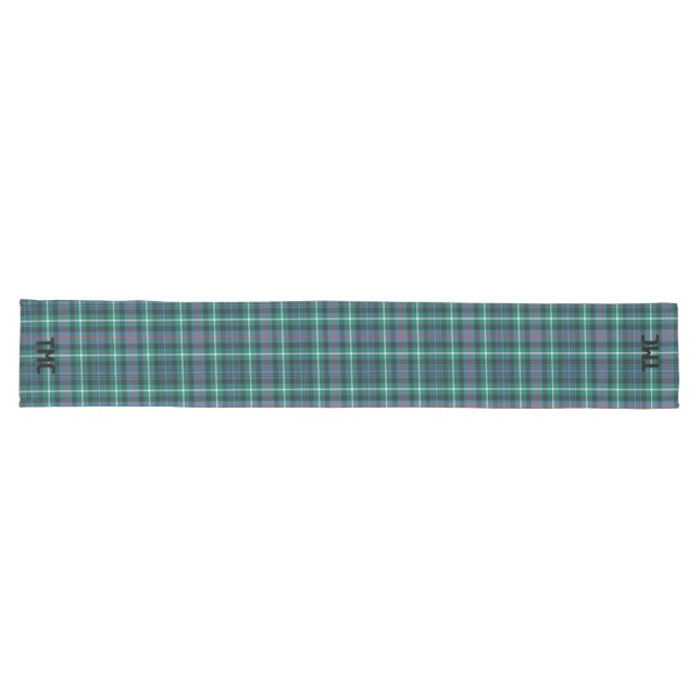 Camino De Mesa Largo Festividades clásicas de Tartán Plaid INITIALS (Horizontal)
