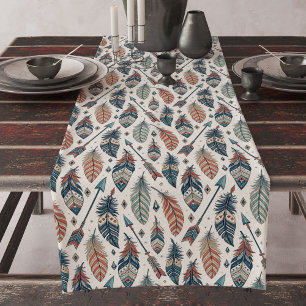 Camino De Mesa Largo Flechas de plumas Tribal Table Runner Tones terres