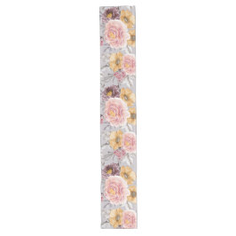 Camino De Mesa Largo Floral Rosa Moderno Elegante  