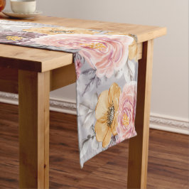 Camino De Mesa Largo Floral Rosa Moderno Elegante