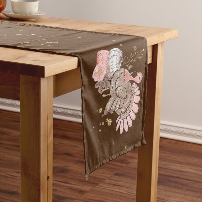 Camino De Mesa Largo Gobbler de Acción de Gracias Turquía y calabazas (In Situ)