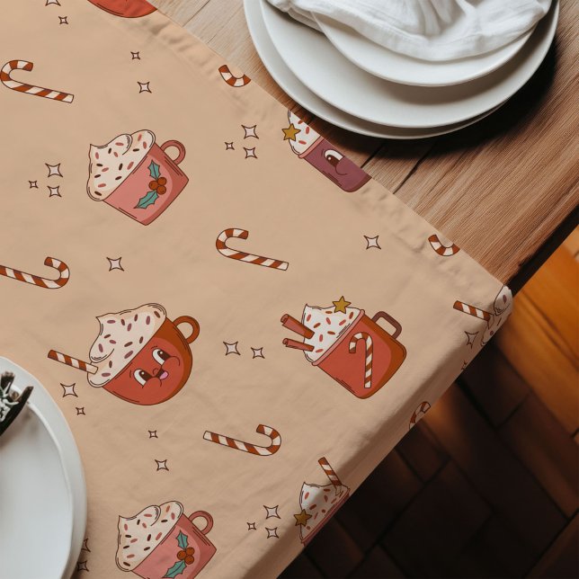 Camino De Mesa Largo Groovy Christmas Runner 70s Pastel Holiday Vibe (Groovy Christmas Runner 70s Pastel Holiday Vibe)
