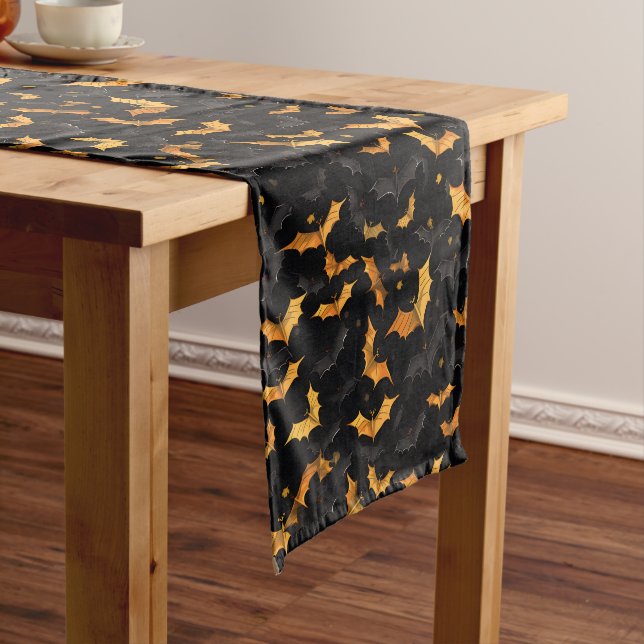 Camino De Mesa Largo Halloween Bats Table Runner (In Situ)