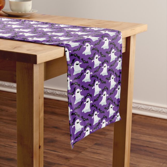 Camino De Mesa Largo Halloween Ghost Table Runner (In Situ)