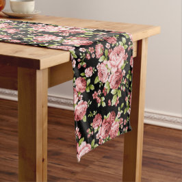 Camino De Mesa Largo Hermosos Rosas de patrones florales con follaje ve