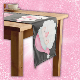 Camino De Mesa Largo Iconos de Navidades rosados sobre carbón vegetal |