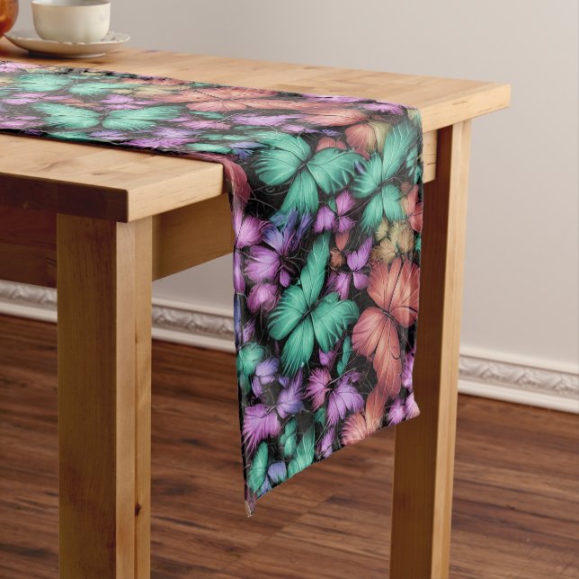 Camino De Mesa Largo Impresión de mariposas coloridas (In Situ)