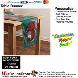 Camino De Mesa Largo Lino doméstico Corazón de la Mesa Verde Mágica