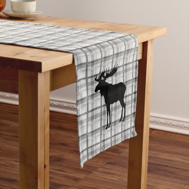 Camino De Mesa Largo Manejo de tabla Gray Plaid & Moose (In Situ)