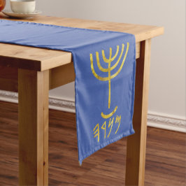 Camino De Mesa Largo Menorah Table Runner Blue Gold