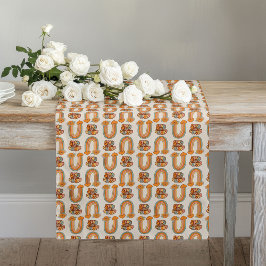 Camino De Mesa Largo Mid-Century Table Runner Copper & Pink Swirls