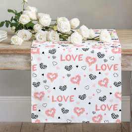 Camino De Mesa Largo Modern Love Text Sketch Heart Wedding Table Runner