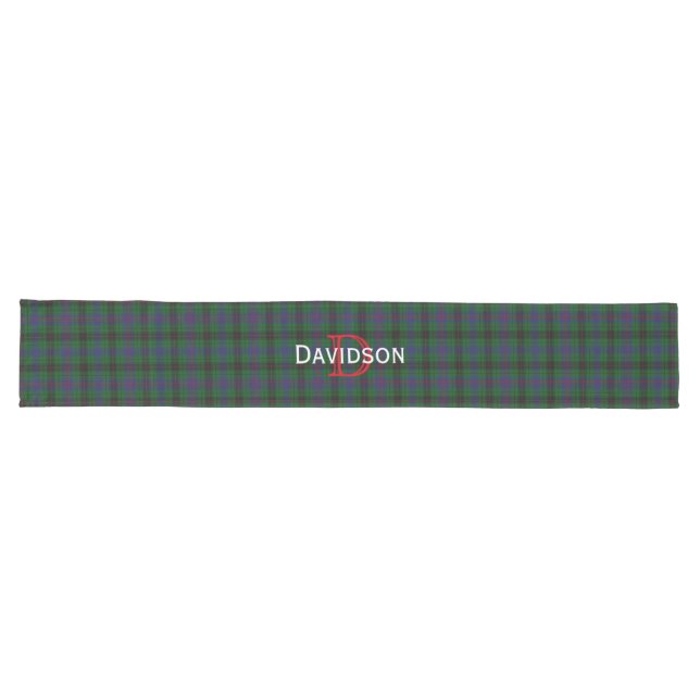 Camino De Mesa Largo Monogrammed Davidson Plaid Table Runner (Horizontal)