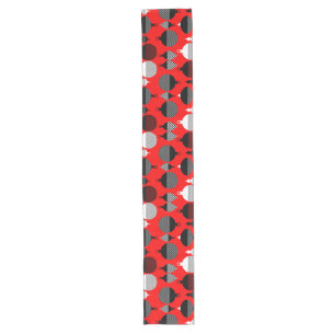 Camino De Mesa Largo Navidades Retro Rojo Y Negro Ball Decorativo