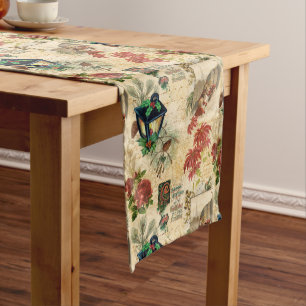 Camino De Mesa Largo Navidades Rústicos Vintage Gold Floral