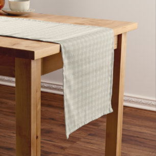 Camino De Mesa Largo Off White Farmhouse Style Gingham Checks