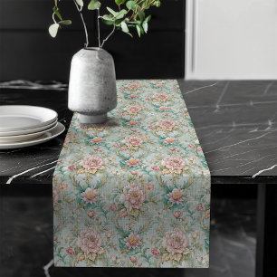 Camino De Mesa Largo Ornato Floral de la mesa rococó de estilo antiguo