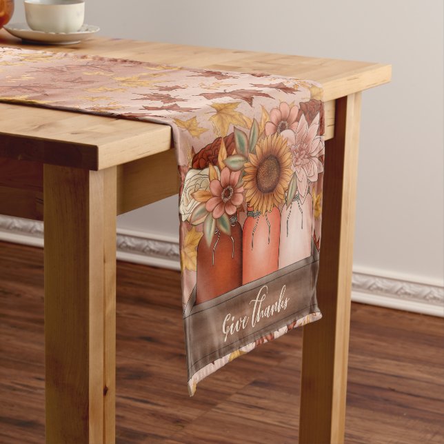 CAMINO DE MESA LARGO OTOÑO ORO MARRÓN TEMÁTICO DEJA FLORES (In Situ)