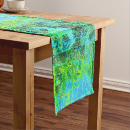 Camino De Mesa Largo Paisaje Trippy Lime Green y Blue Garden