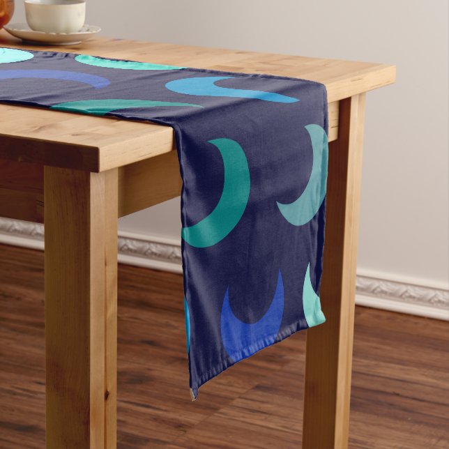 Camino De Mesa Largo Patrón azul nuevo de la luna (In Situ)