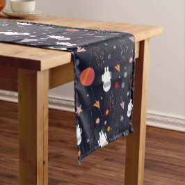 Camino De Mesa Largo Patrón de astronautas Doodle