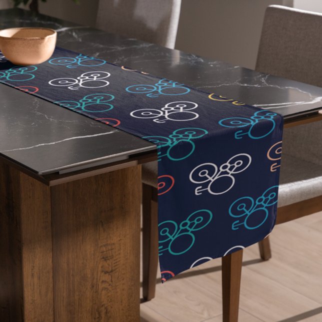 Camino De Mesa Largo Patrón de bicicleta multicolor (bicycle  table runner)