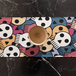 Camino De Mesa Largo Patrón de calaveras multicolor