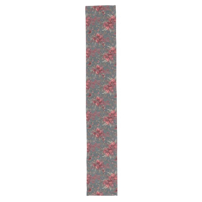 Camino De Mesa Largo Pomegranate & Olive Branch Table Runner | Berry (Anverso)