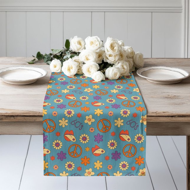 Camino De Mesa Largo Psychedelic Table Runner Retro Pastel Mood (Psychedelic Table Runner Retro Pastel Mood)