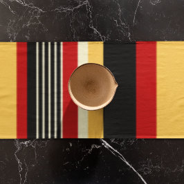 Camino De Mesa Largo Rayas amarillas, negras y rojas