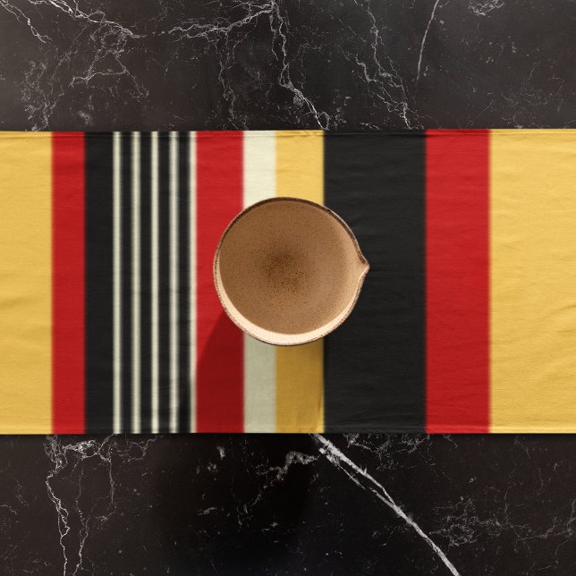 Camino De Mesa Largo Rayas amarillas, negras y rojas (table runner)