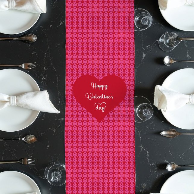 Camino De Mesa Largo Romantic Pink Red Hearts Happy Valentine’s Day  (Romantic Pink Red Hearts Happy Valentine’s Day Long Table Runner )