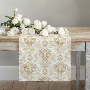 Camino De Mesa Largo Romántico Damask Table Runner Watercolor Marfil Hu