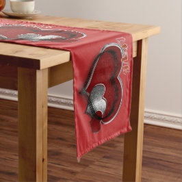 Camino De Mesa Largo Ropa de la Mesa Roja del Corazón Mágico