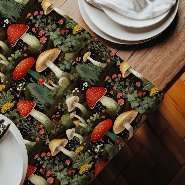 Camino De Mesa Largo Rustic Mushroom Table Runner Custom Nature Look (Rustic Mushroom Table Runner Custom Nature Look)