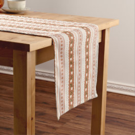 Camino De Mesa Largo Rustic Terracotta Scallop Floral Stripe