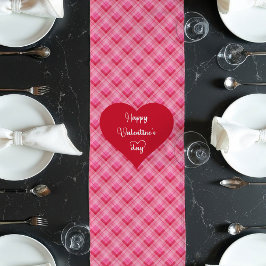 Camino De Mesa Largo Soft Pink Red Hearts Love Gift Table Runner
