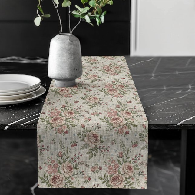 Camino De Mesa Largo Sombroso Sabalgo Floral Jugador Chic Estético (Whimsical Floral Playful Shabby Chic Aesthetic Long Table Runner)