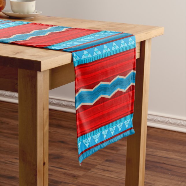 Camino De Mesa Largo Southwest River Canyon Geometric Red Turquoise (In Situ)