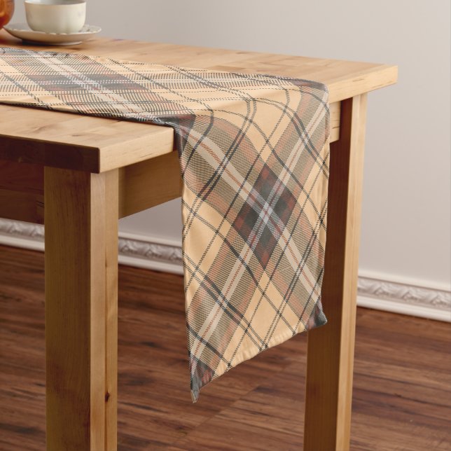 Camino De Mesa Largo Tartan beige y marrón (In Situ)