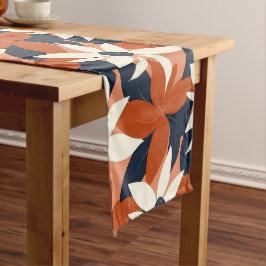 Camino De Mesa Largo Terracotta White Floral Elegante