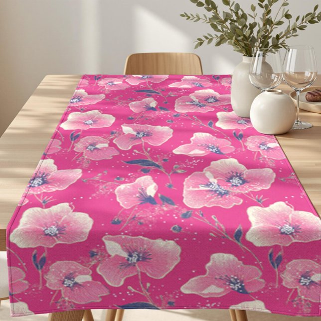 Camino De Mesa Largo Vibrant Floral Pattern in Pink, White & Royal Blue (Subido por el creador)