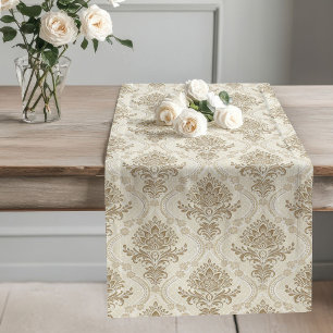 Camino De Mesa Largo Vintage Neutral estilo victoriano Damask clásico